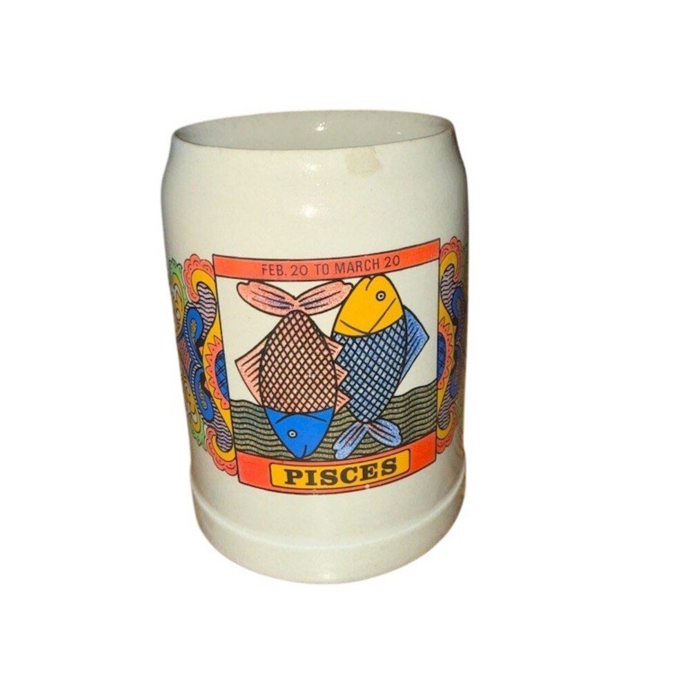Gerz Pisces Zodiac 0.5L Beer Stein Mug Breweriana Vintage
